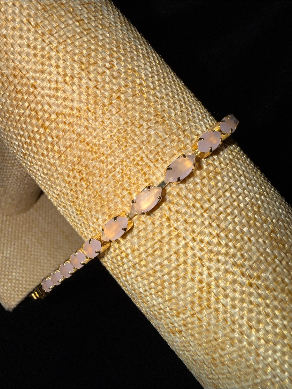 Gold-Tone Icy Pink Link Bracelet - Unbranded